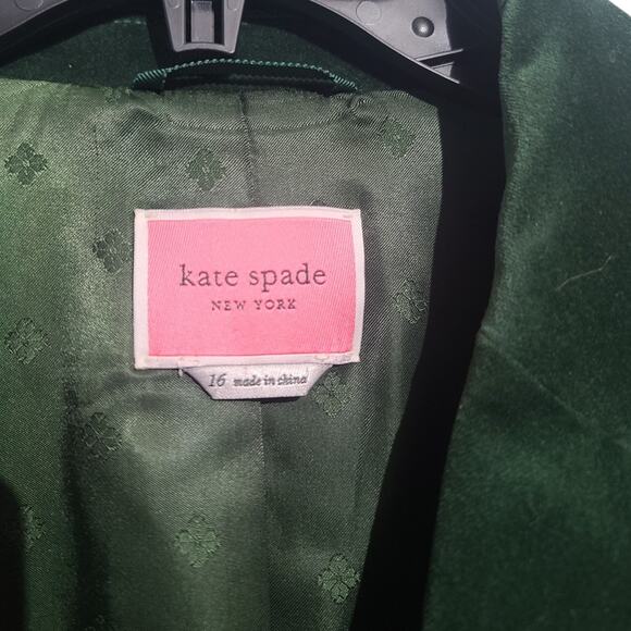 Kate Spade Green Jewel Button Velvet Blazer Size 16 - Picture 6 of 7